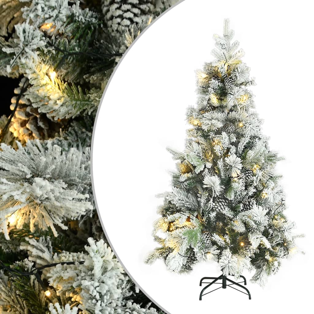 JUNG Vida Weihnachtsbaum mit Beleuchtung Schnee und Zapfen 195 cm PVC&PE