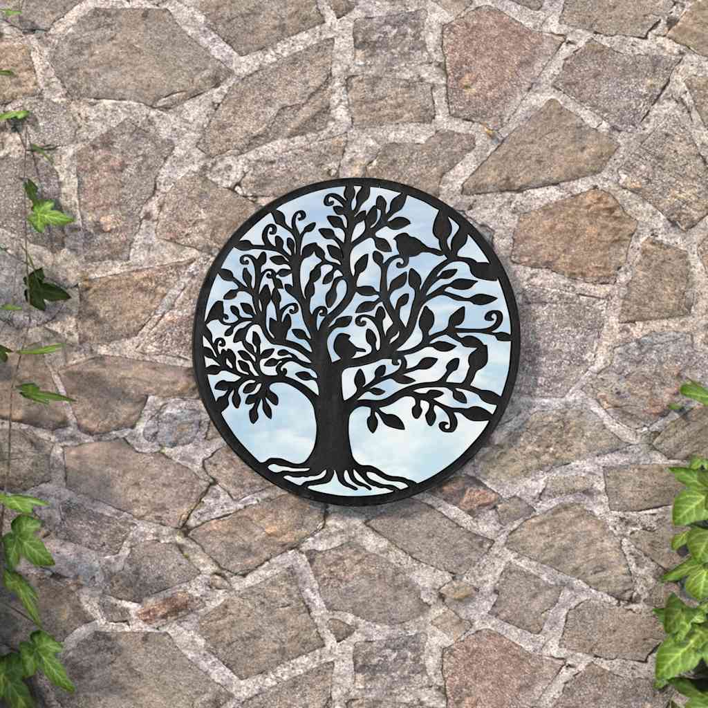 JUNG Vida Gartenspiegel Schwarz 60x2,5 cm Eisen Rund