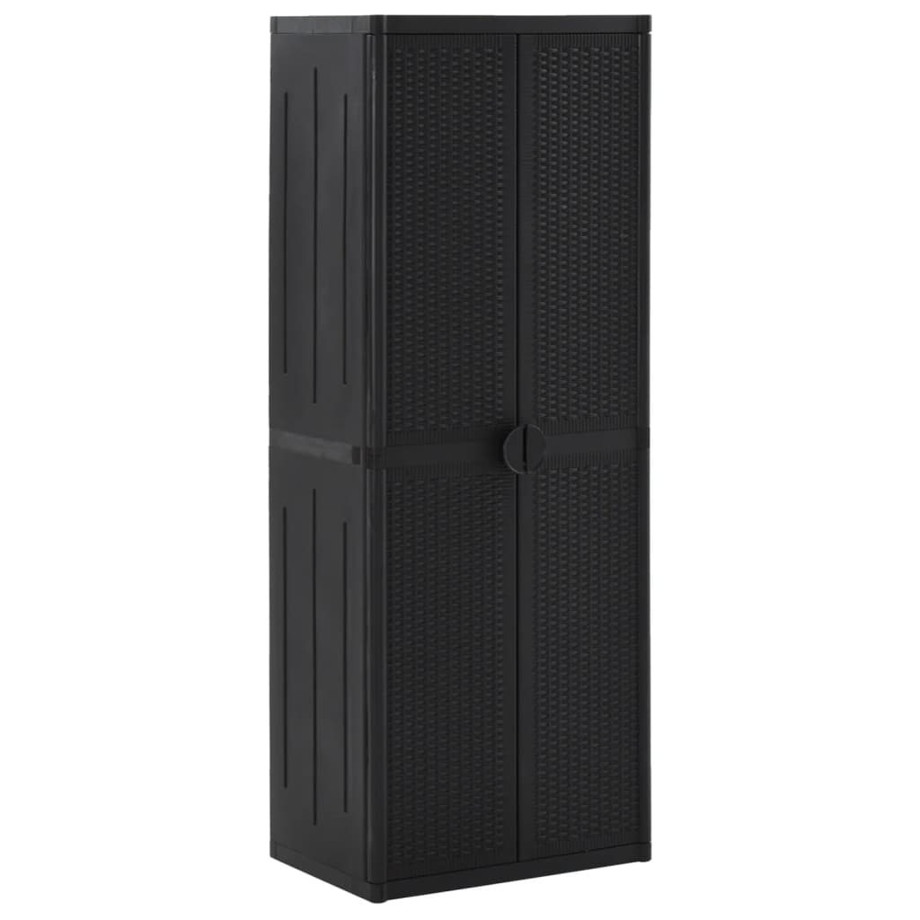JUNG Vida Gartenschrank Schwarz 65x45x172 cm PP Rattan