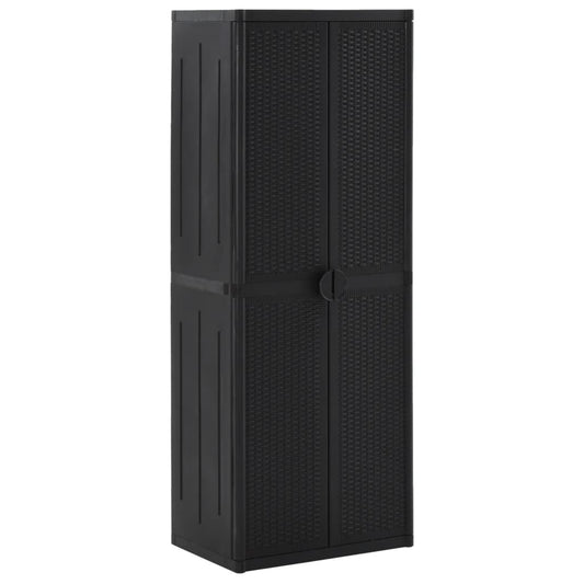 JUNG Vida Gartenschrank Schwarz 65x45x172 cm PP Rattan