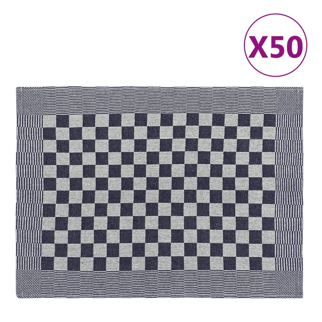 JUNG Vida Geschirrtücher 50 Stk. Blau und Weiß 50x70 cm Baumwolle