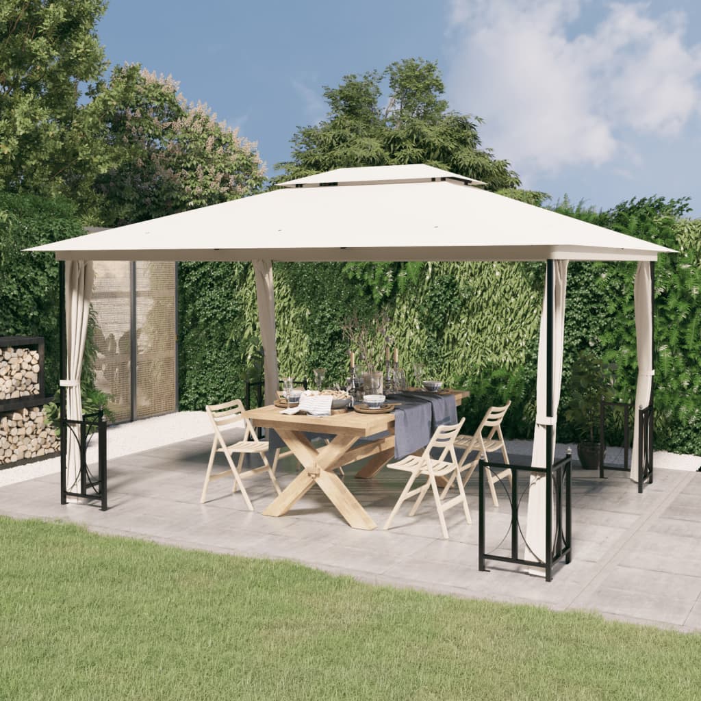 JUNG Vida Pavillon mit Seitenwänden & Doppeldach 3x4 m Creme