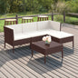 JUNG Vida 5-tlg. Garten-Lounge-Set mit Auflagen Poly Rattan Braun