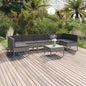 JUNG Vida 8-tlg. Garten-Lounge-Set mit Auflagen Poly Rattan Grau