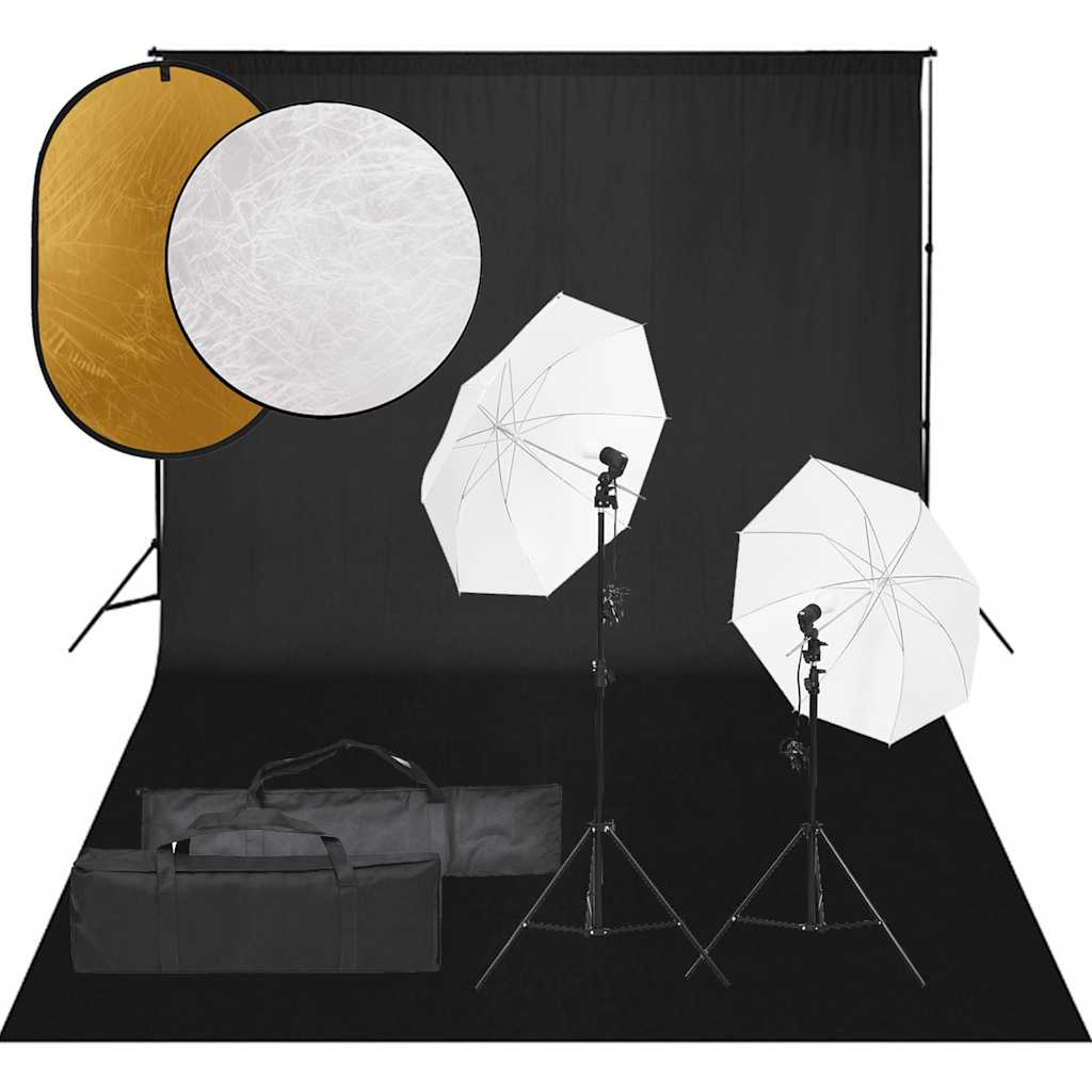 JUNG Vida Fotostudio-Set mit Beleuchtung, Hintergrund und Reflektor