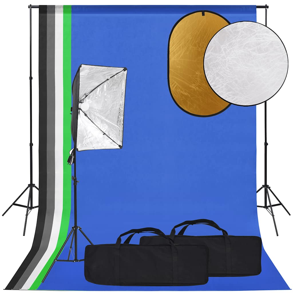 JUNG Vida Fotostudio-Set mit Softbox, Hintergrund und Reflektor