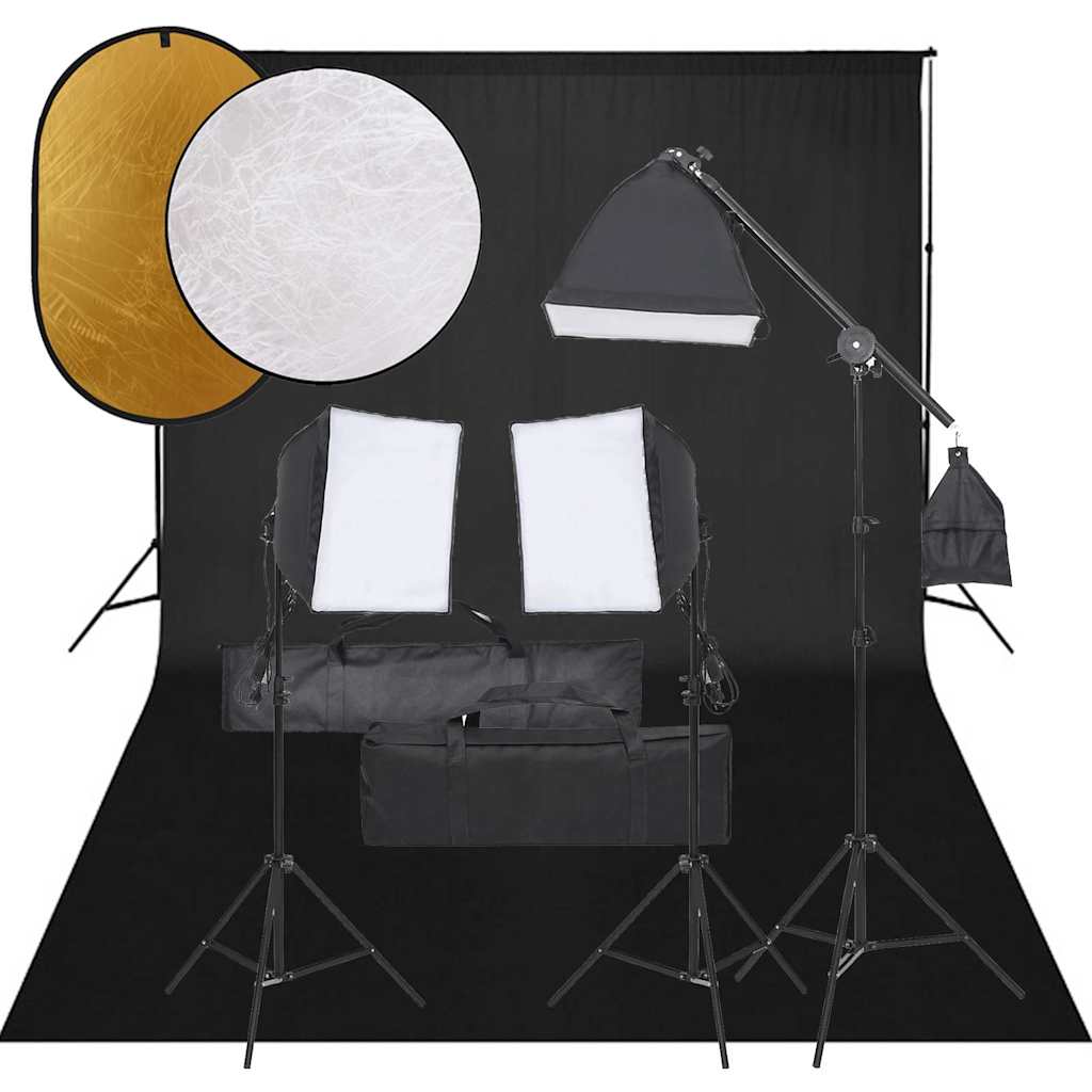JUNG Vida Fotostudio-Set mit Beleuchtung, Hintergrund und Reflektor