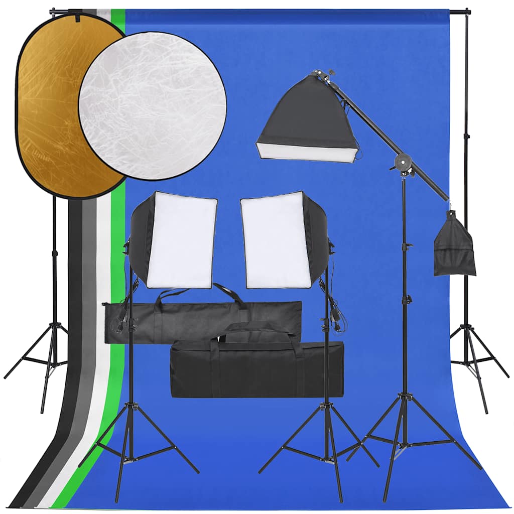 JUNG Vida Fotostudio-Set mit Beleuchtung, Hintergrund und Reflektor