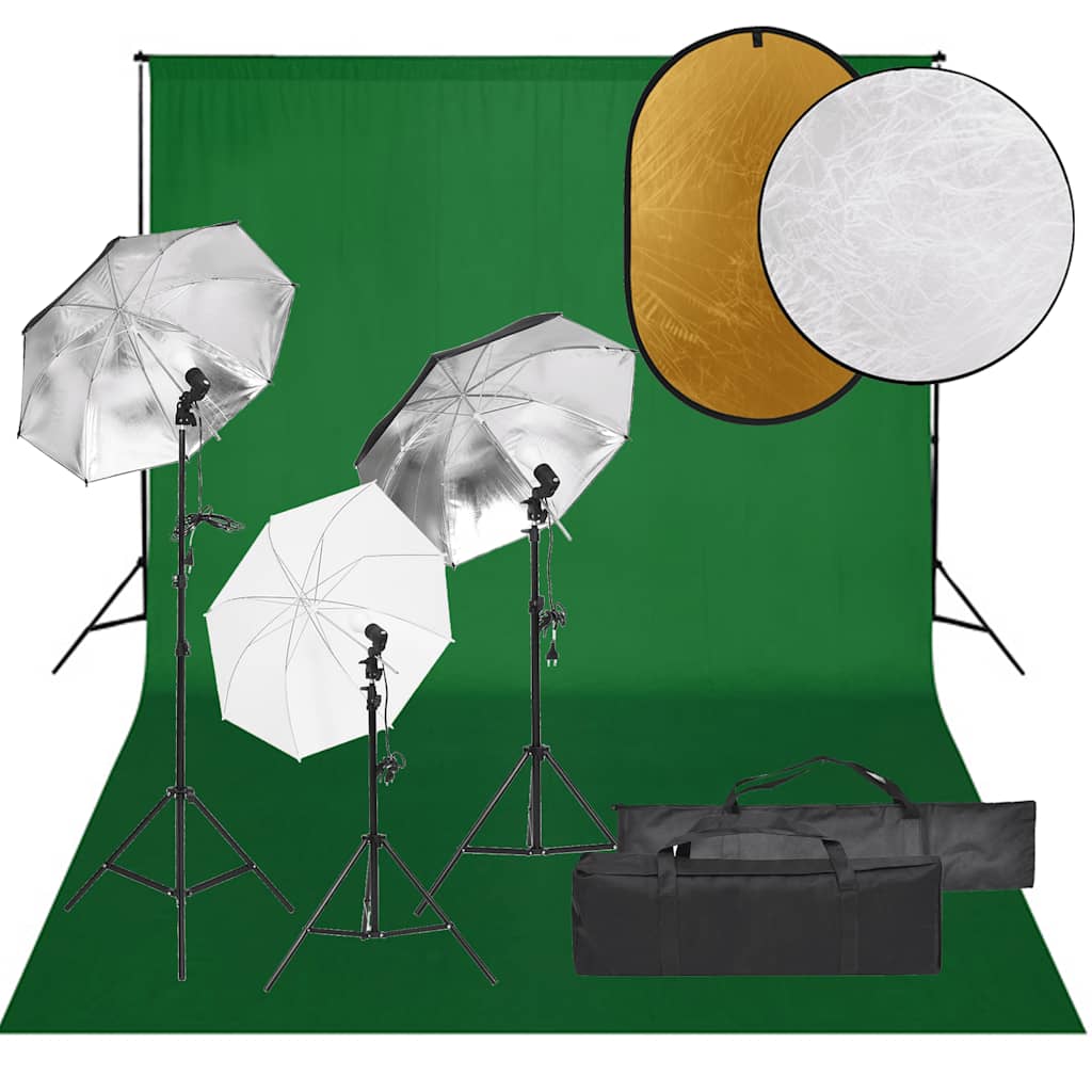 JUNG Vida Fotostudio-Set mit Beleuchtung, Hintergrund und Reflektor