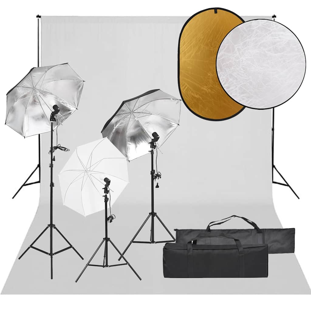 JUNG Vida Fotostudio-Set mit Beleuchtung, Hintergrund und Reflektor