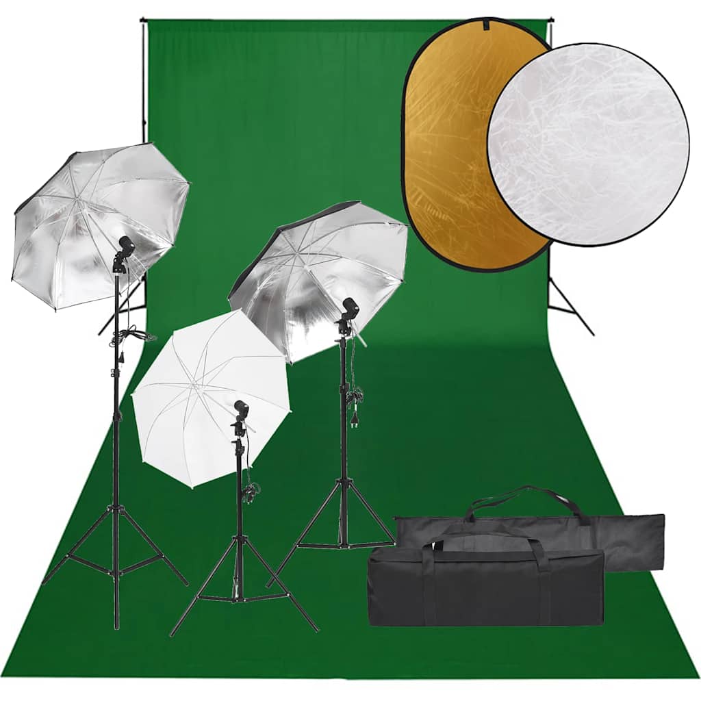 JUNG Vida Fotostudio-Set mit Beleuchtung, Hintergrund und Reflektor