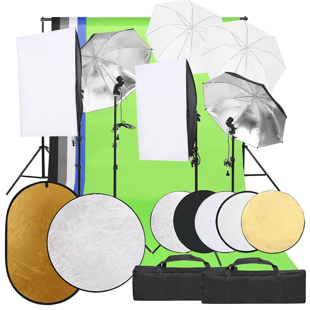 JUNG Vida Fotostudio-Set mit Beleuchtung, Hintergrund und Reflektor
