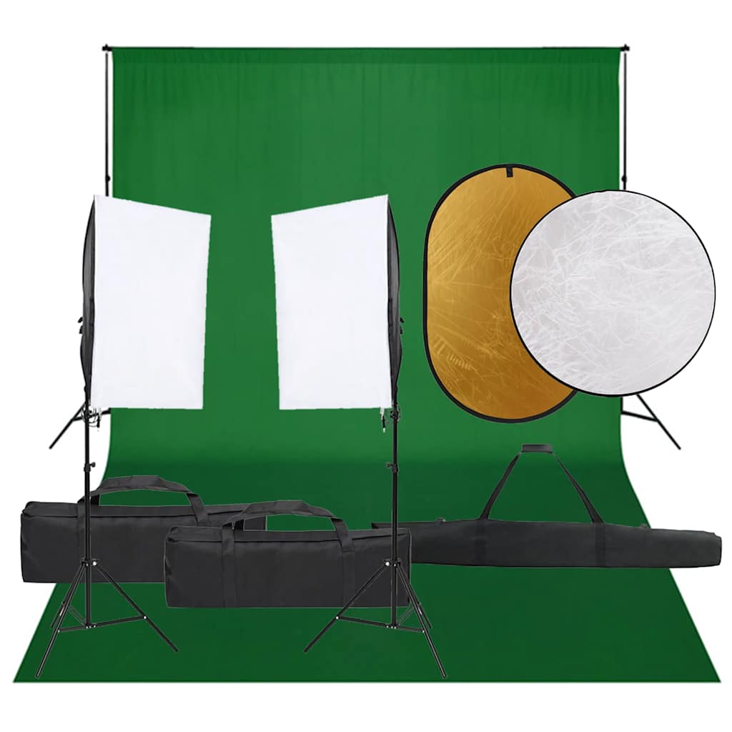 JUNG Vida Fotostudio-Set mit Beleuchtung, Hintergrund und Reflektor
