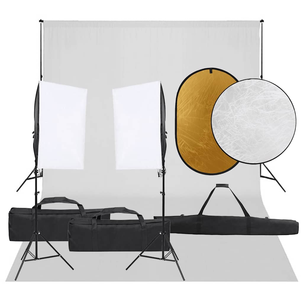 JUNG Vida Fotostudio-Set mit Beleuchtung, Hintergrund und Reflektor