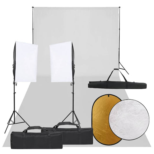 JUNG Vida Fotostudio-Set mit Beleuchtung, Hintergrund und Reflektor