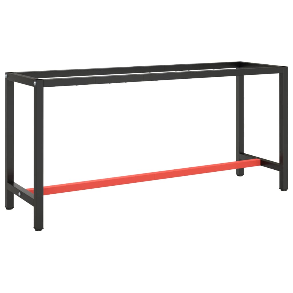 JUNG Vida Werkbankgestell Mattschwarz und Mattrot 170x50x79 cm Metall