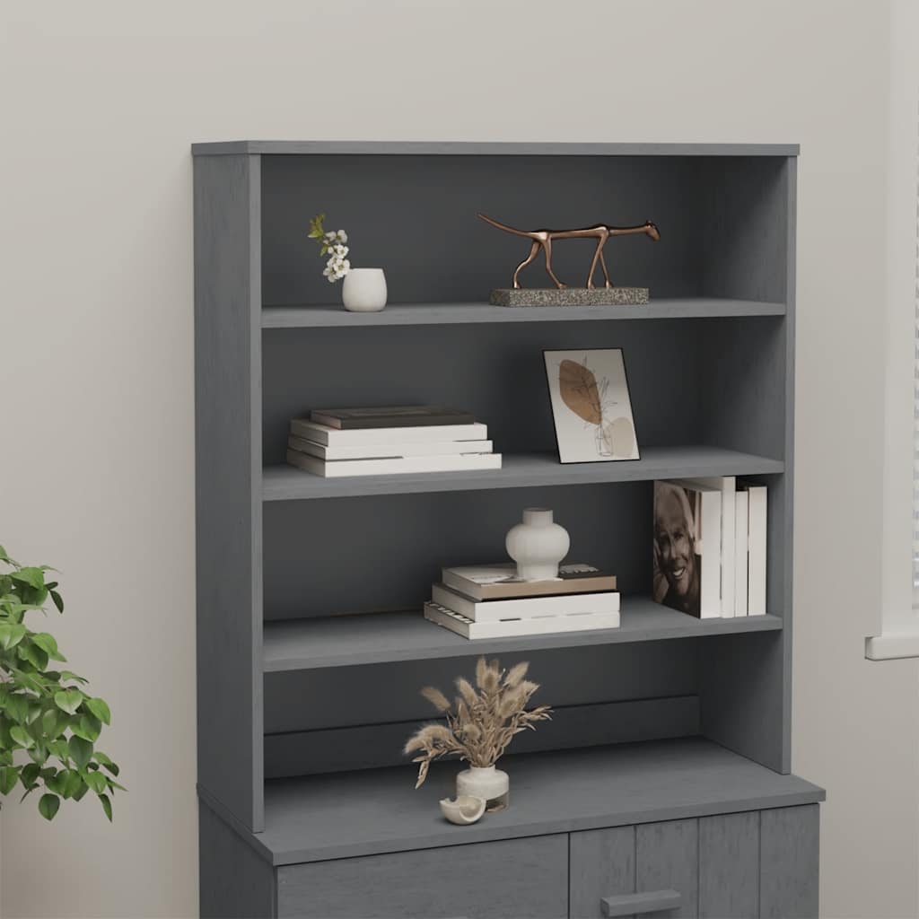 JUNG Vida Highboard-Oberteil HAMAR Dunkelgrau 90x30x100 cm Massivholz