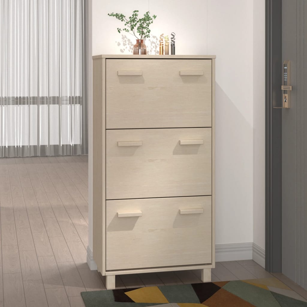 JUNG Vida Schuhschrank HAMAR Honigbraun 59,5x35x117 cm Massivholz Kiefer