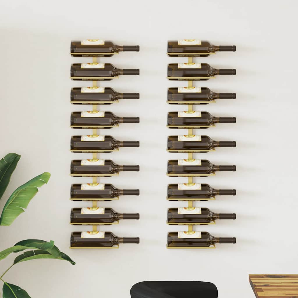 JUNG Vida Wand-Weinregale für 9 Flaschen 2 Stk. Golden Eisen