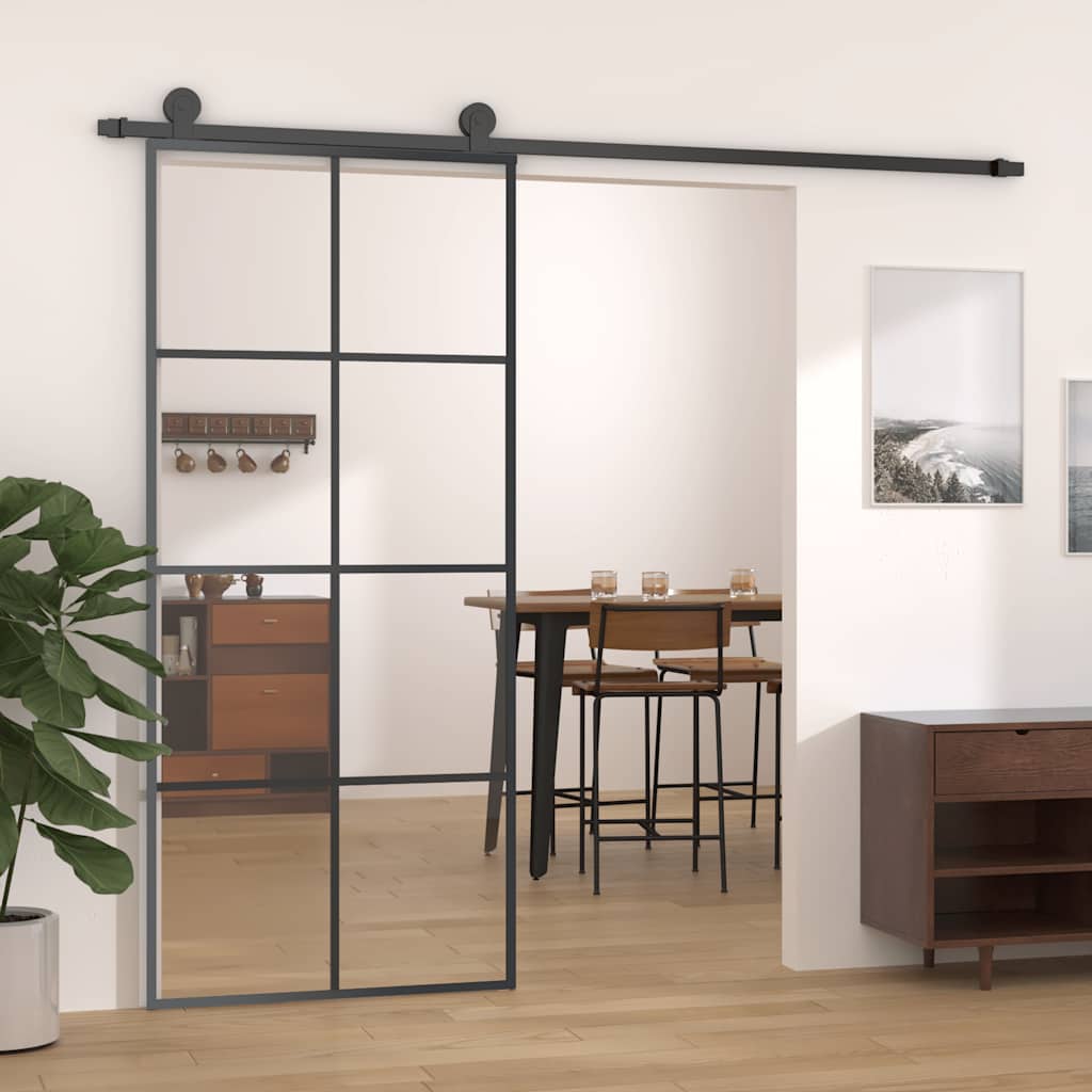 JUNG Vida Schiebetür Schwarz 90x205 cm ESG-Glas und Aluminium