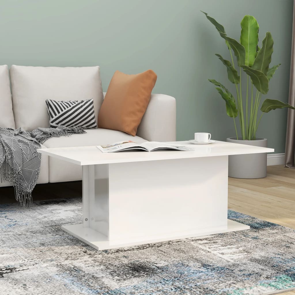 JUNG Vida Couchtisch Hochglanz-Weiß 102x55,5x40 cm Holzwerkstoff
