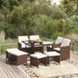 JUNG Vida 9-tlg. Garten-Essgruppe mit Kissen Poly Rattan Braun