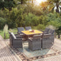 JUNG Vida 9-tlg. Garten-Essgruppe mit Kissen Poly Rattan Grau