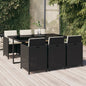 JUNG Vida 7-tlg. Garten-Essgruppe mit Kissen Poly Rattan Schwarz
