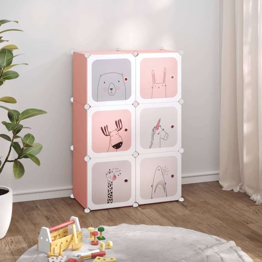 JUNG Vida Kinderschrank Modular mit 6 Würfeln Rosa PP