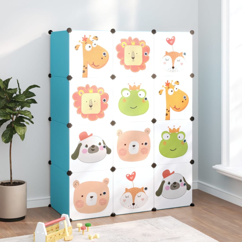 JUNG Vida Kinderschrank Modular mit 12 Würfeln Blau PP