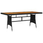JUNG Vida Gartentisch Schwarz 160x70x72cm Poly Rattan & Massivholz Akazie
