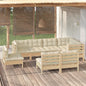 JUNG Vida 8-tlg. Garten-Lounge-Set mit Creme Kissen Massivholz Kiefer