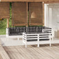 JUNG Vida 7-tlg. Garten-Lounge-Set mit Kissen Weiß Kiefer Massivholz