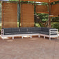 JUNG Vida 7-tlg. Garten-Lounge-Set mit Kissen Weiß Kiefer Massivholz