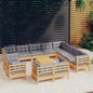 JUNG Vida 13-tlg. Garten-Lounge-Set mit Grauen Kissen Massivholz Kiefer