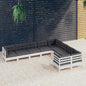 JUNG Vida 9-tlg. Garten-Lounge-Set mit Kissen Weiß Kiefernholz