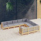 JUNG Vida 10-tlg. Garten-Lounge-Set mit Grauen Kissen Kiefernholz