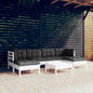 JUNG Vida 7-tlg. Garten-Lounge-Set mit Kissen Weiß Kiefernholz