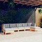 JUNG Vida 7-tlg. Garten-Lounge-Set mit Grauen Kissen Kiefernholz