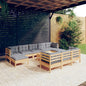 JUNG Vida 11-tlg. Garten-Lounge-Set mit Grauen Kissen Kiefer Massivholz