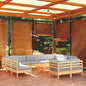 JUNG Vida 12-tlg. Garten-Lounge-Set mit Grauen Kissen Kiefer Massivholz