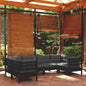 JUNG Vida 6-tlg. Garten-Lounge-Set mit Kissen Schwarz Kiefernholz