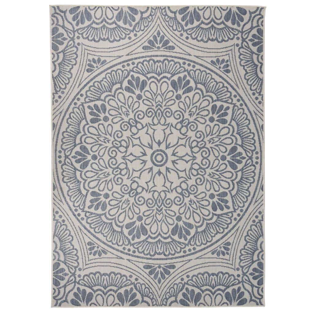 JUNG Vida Outdoor-Teppich Flachgewebe 120x170 cm Blaues Muster