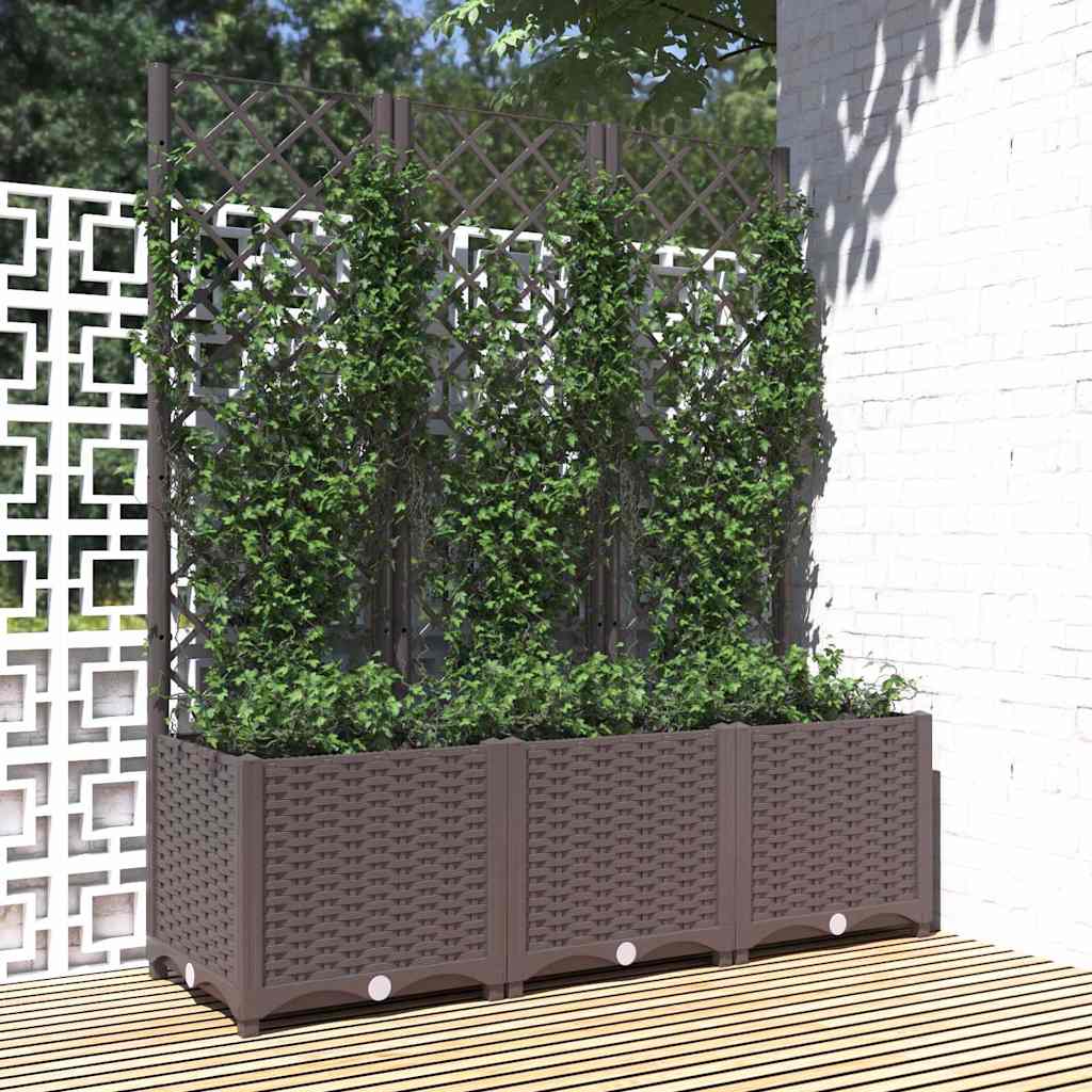 JUNG Vida Garten-Pflanzgefäß mit Spalier Braun 120 x 40 x 136 cm PP