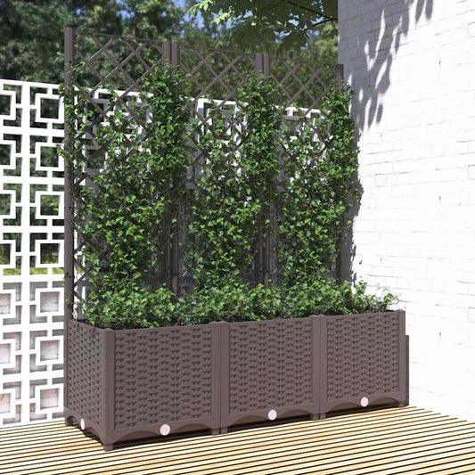 JUNG Vida Garten-Pflanzgefäß mit Spalier Braun 120 x 40 x 136 cm PP