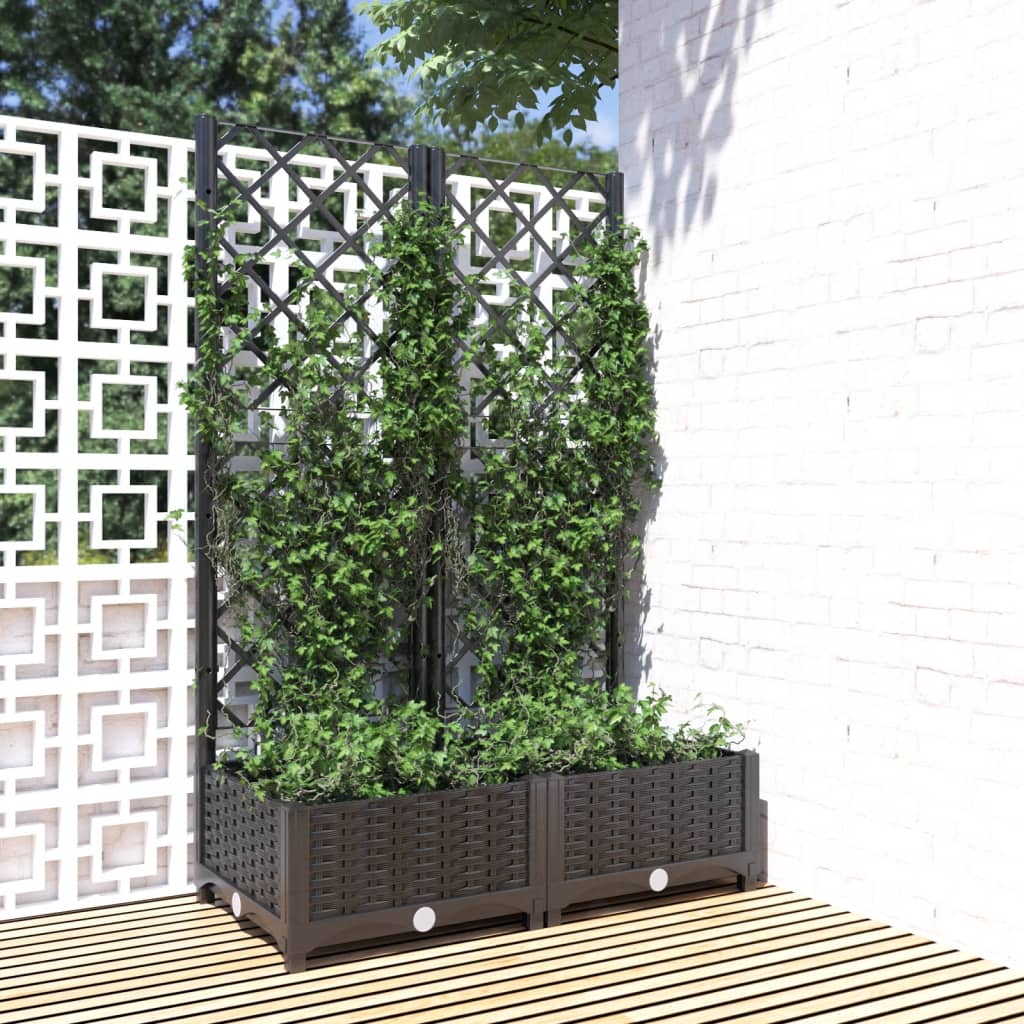 JUNG Vida Gartenpflanzgefäß mit Spalier Schwarz 80 x 40 x 121,5 cm PP