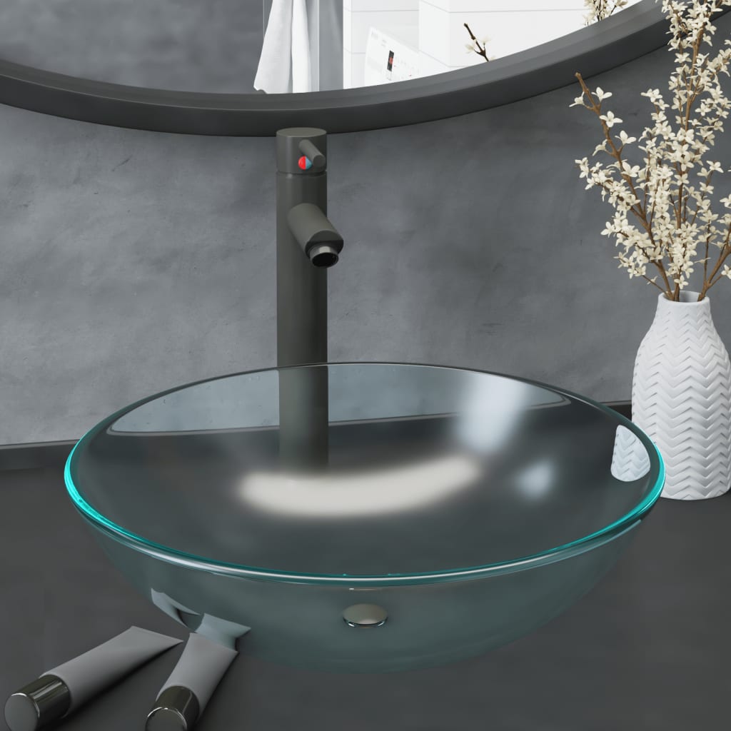 JUNG Vida Badezimmer Waschbecken Wasserhahn Ablaufgarnitur aus mattiertem