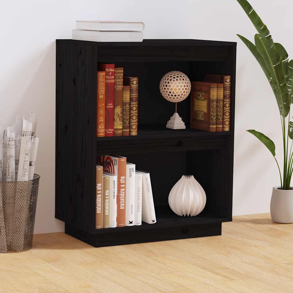 JUNG Vida Beistellschrank Schwarz 60x34x75 cm Massivholz Kiefer