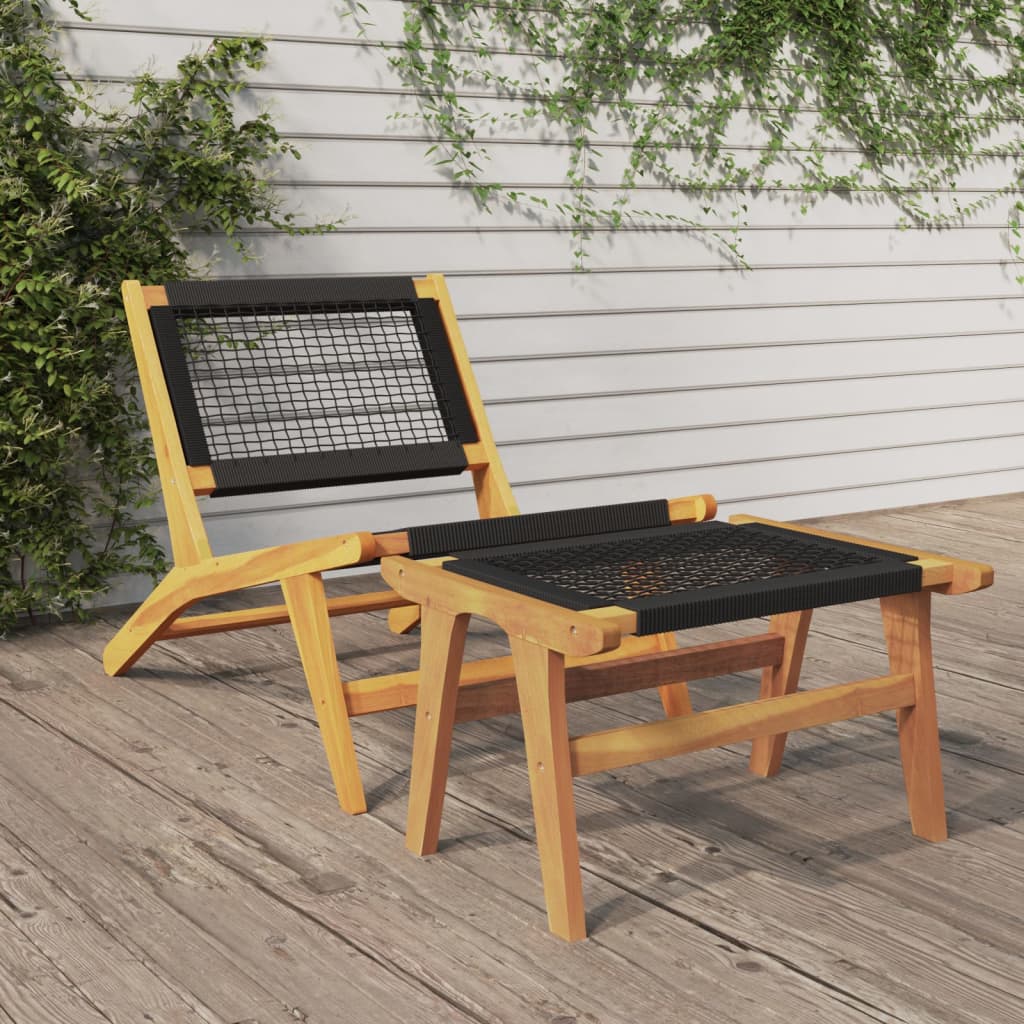 JUNG Vida Gartenstuhl mit Fußstütze Massivholz Teak und Polyester