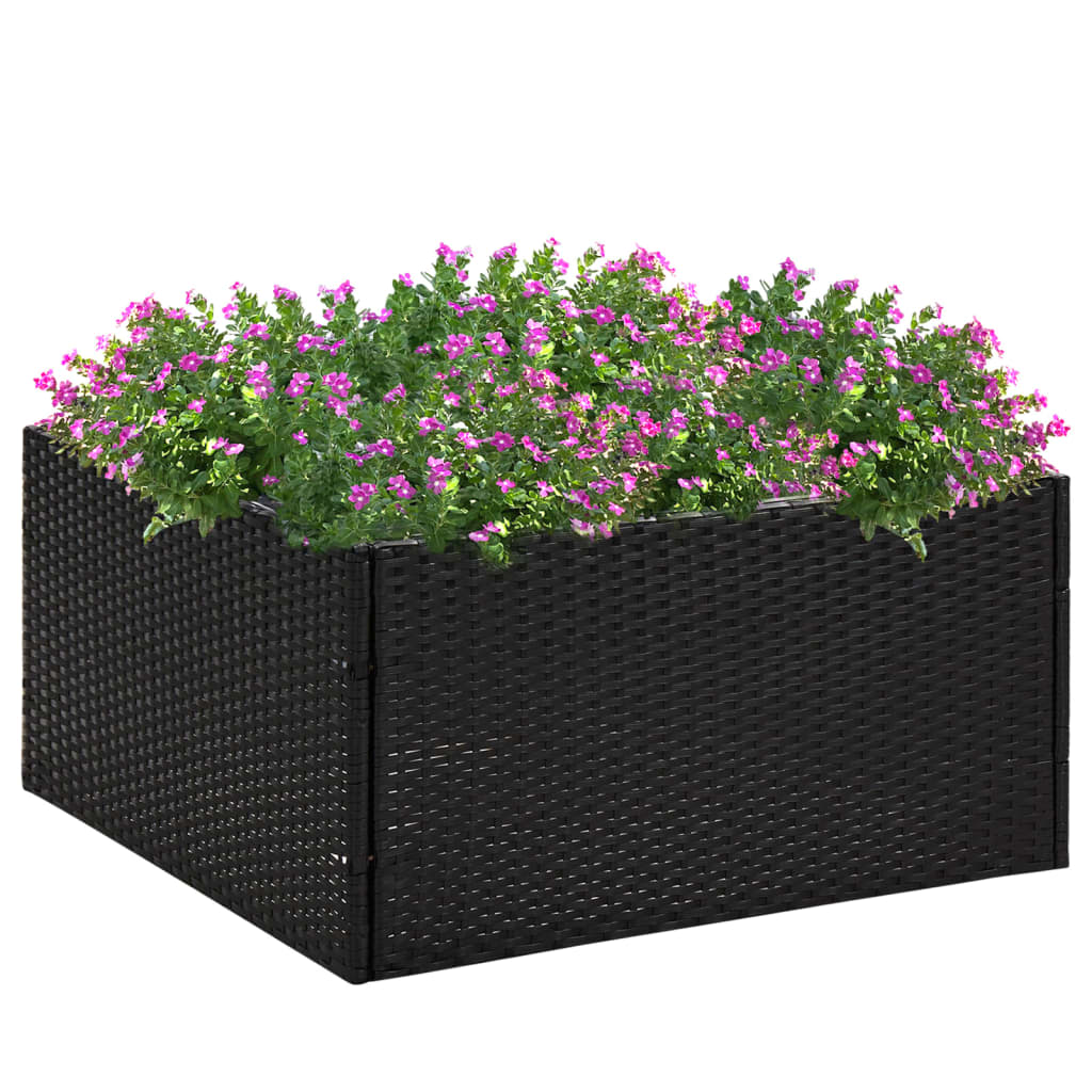 JUNG Vida Pflanzkübel Schwarz 80x80x40 cm Poly Rattan